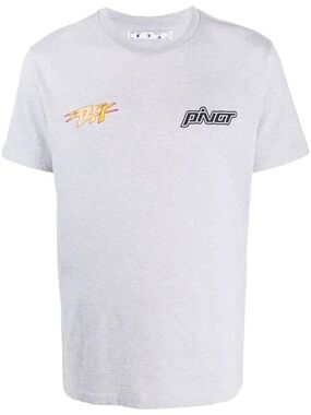 Off-White Virgil Abloh Pivot Graphic T-shirt Grey Luxury Streetwear Size Medium